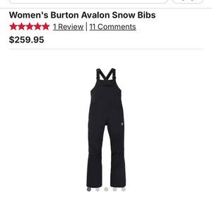 Burton Women's Black Avalon Snow Bibs size S
